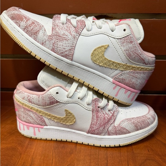 Nike Shoes - Nike Pink and White Sneakers with Gold Accents